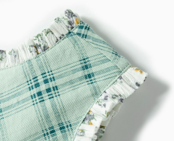 Vestido con braguita de fiesta cuadros verdes con adorno en la cintura combinado para bebe niña | Newness