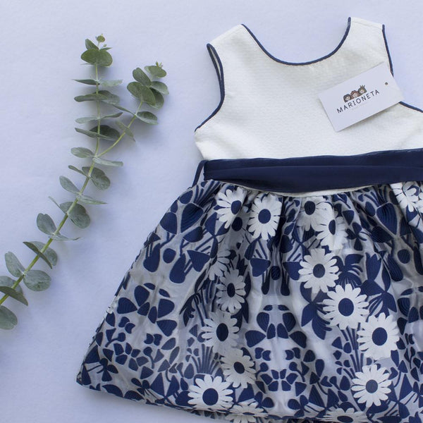 Vestido color azul con flores para niña| Newness