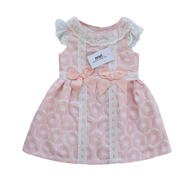 Vestido color rosa pastel con moños para niña| Newness