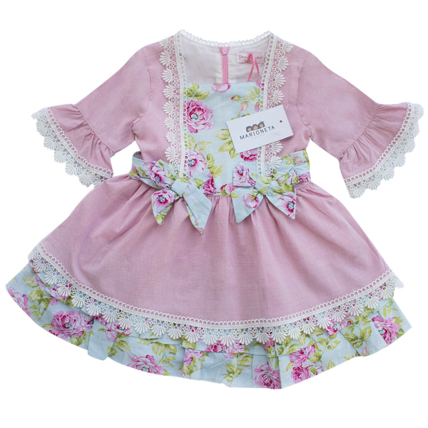 Vestido frances color rosa para niña| Newness