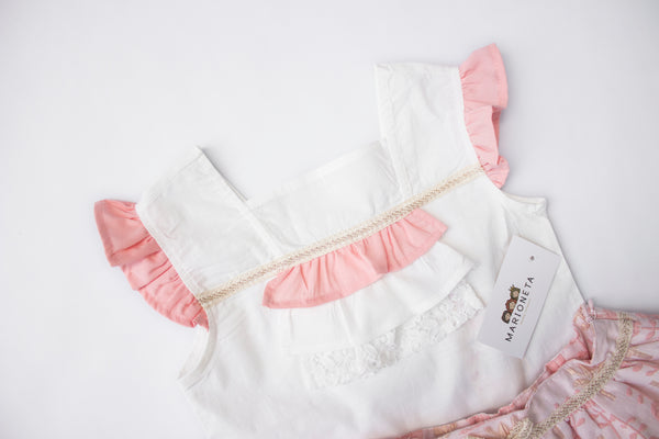 Conjunto dos piezas de olanes color rosa para niña| Newness