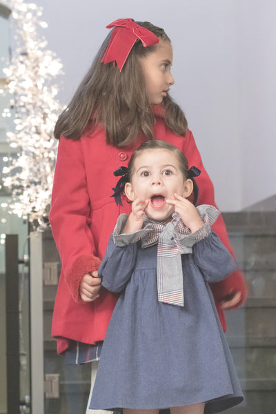 Vestido color azul mezclilla con moño para niña | Dadati