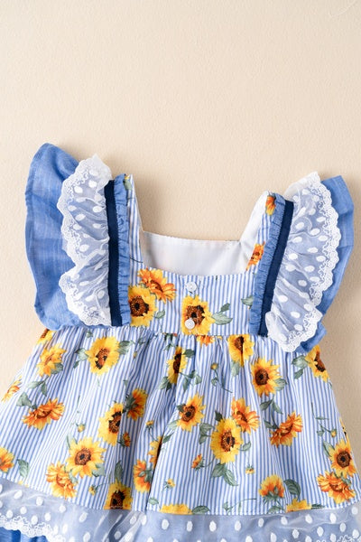 Vestido color azul con girasoles para bebé niña| Newness