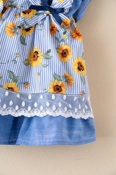 Vestido color azul con girasoles para bebé niña| Newness