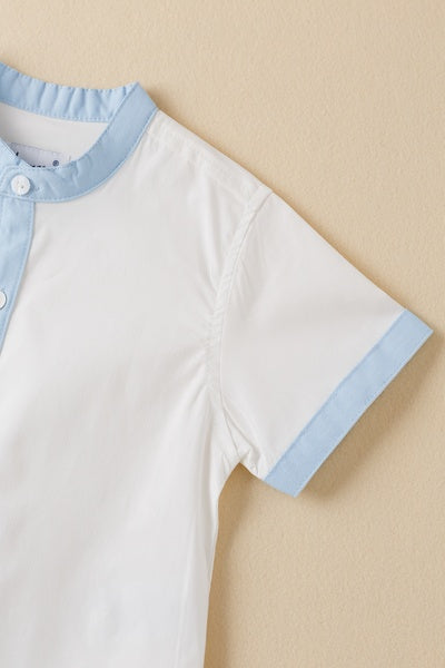 Conjunto dos piezas camisa blanca y short azul cielo para niño | Newness