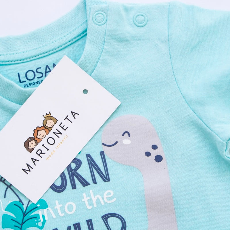 Mono con print turquesa para bebe niño | LOSAN