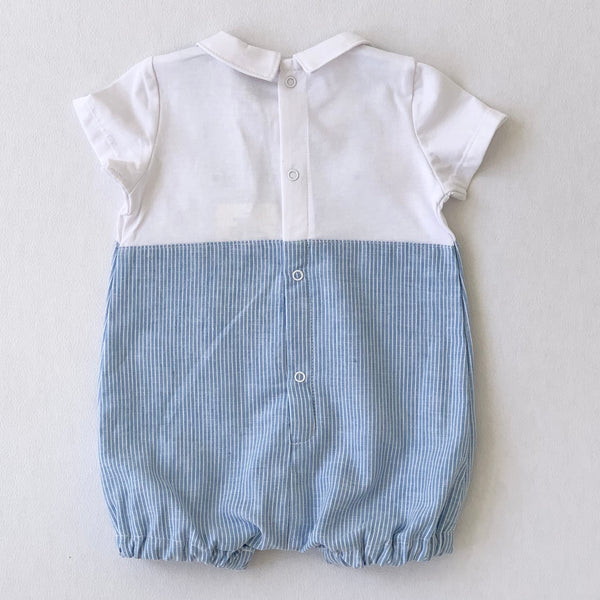 Mono azul celeste  combinado con blanco para bebe niño | LOSAN