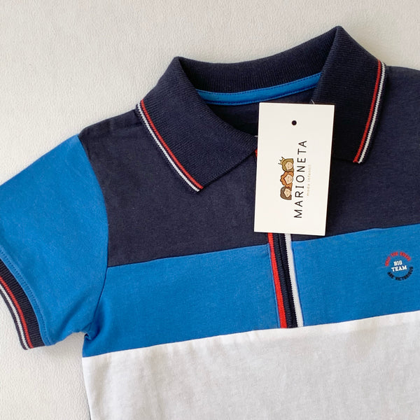 Playera Polo de manga corta con cremallera color marino para niño |LOSAN