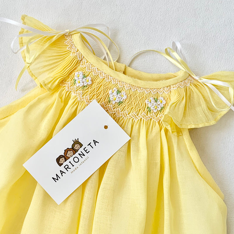 Vestido bordado color amarillo para bebé/niña| Carpi