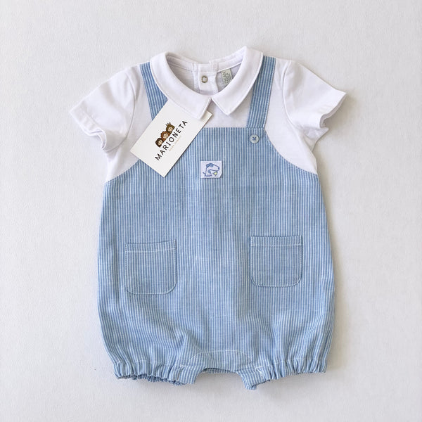 Mono azul celeste  combinado con blanco para bebe niño | LOSAN