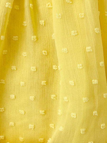 Vestido de plumiti y braguita color amarillo para bebe niña  | LOSAN