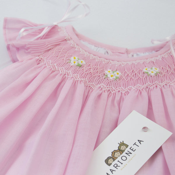 Vestido bordado color rosa pastel para niña| Carpi
