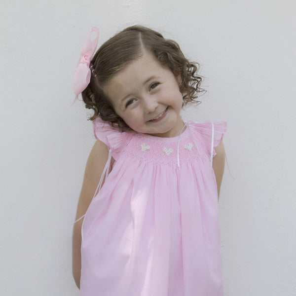 Vestido bordado color rosa pastel para niña| Carpi