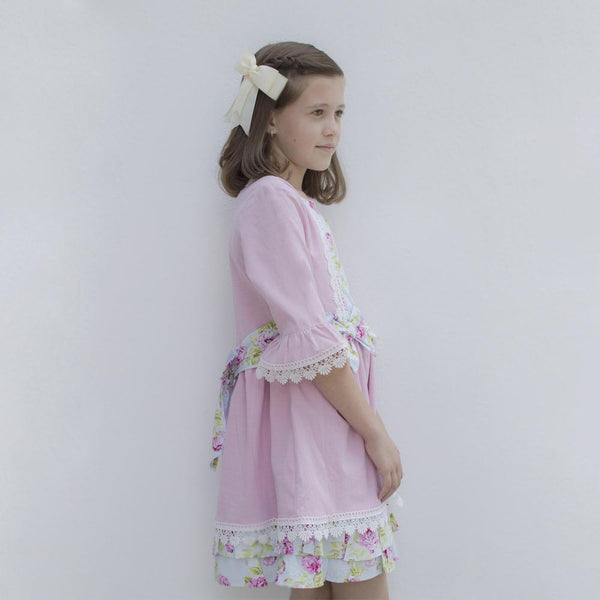 Vestido frances color rosa para niña| Newness