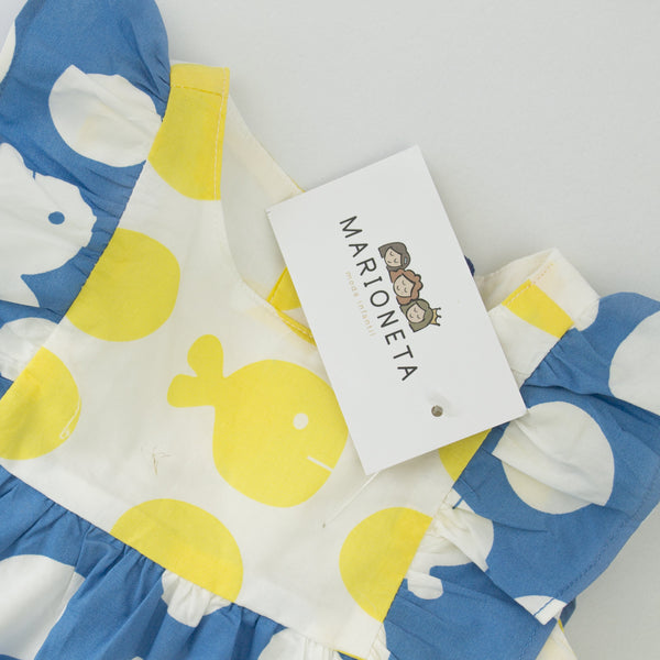 Vestido con lunares y peces de color azul para bebé niña| Newness