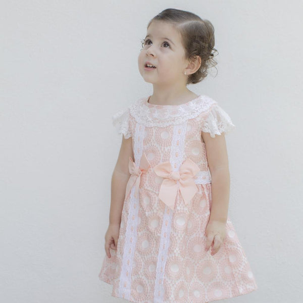 Vestido color rosa pastel con moños para niña| Newness